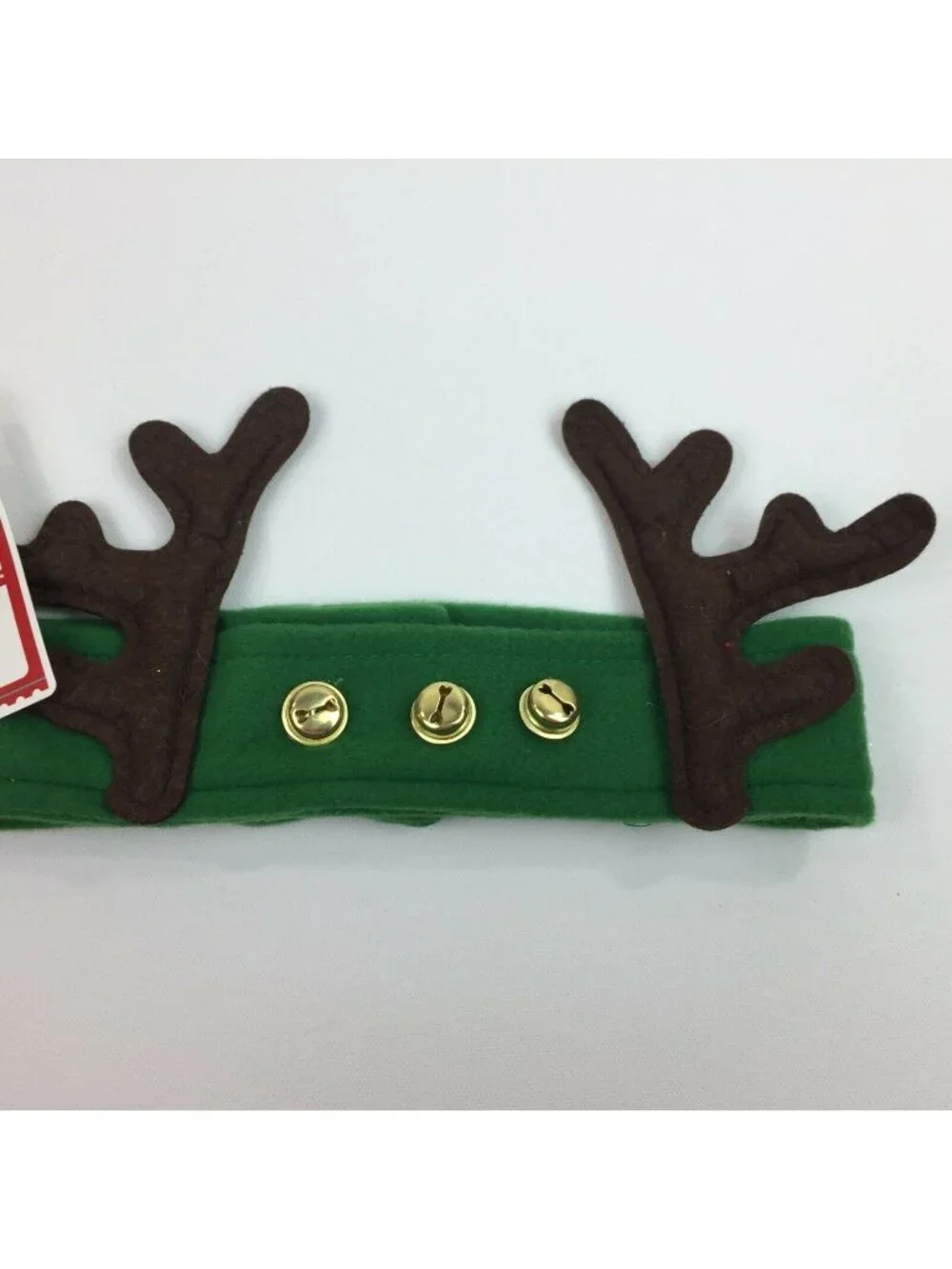 Holiday Time Adjustable Reindeer Antler Headband With Bells Christmas Green Flee